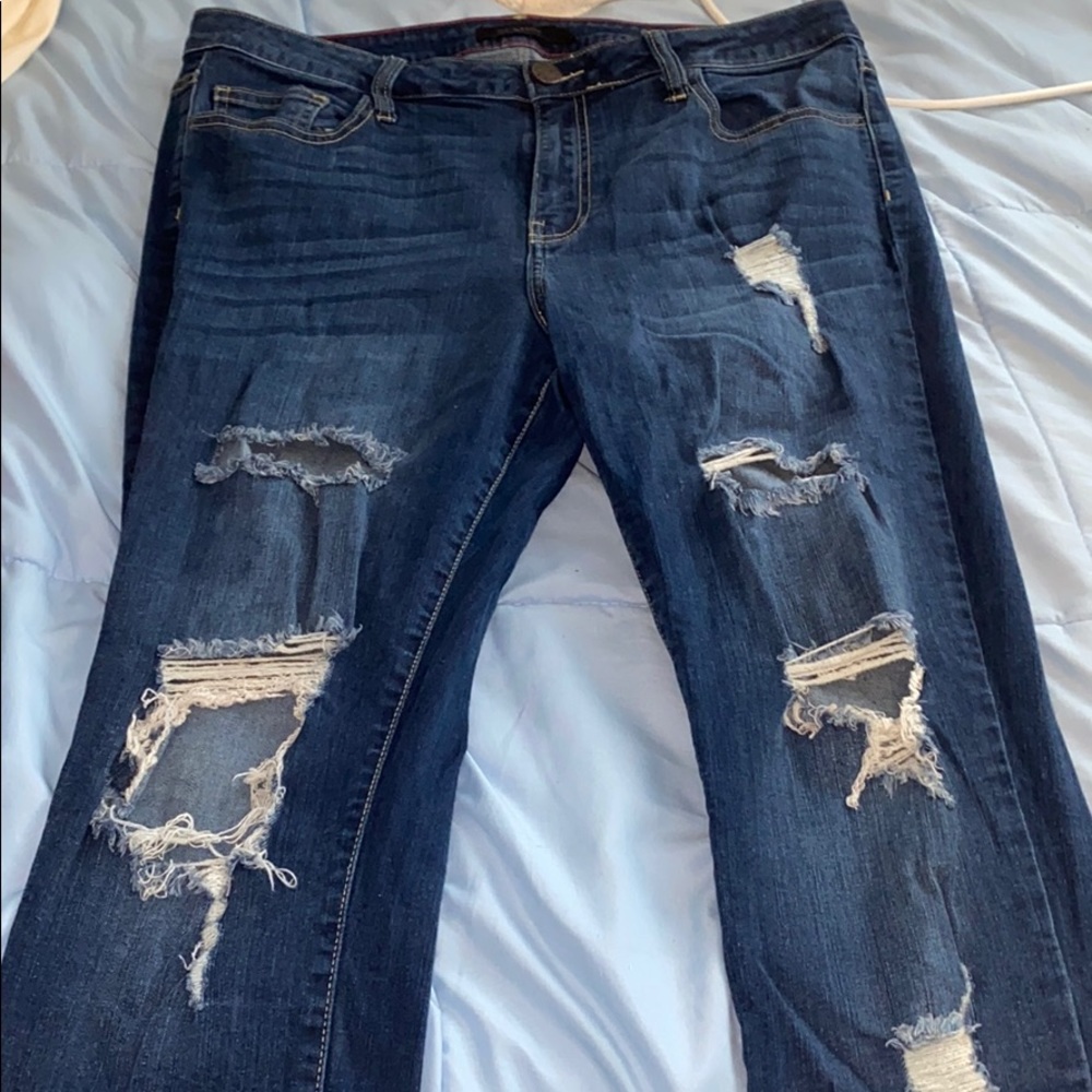 Dark denim ripped jeans